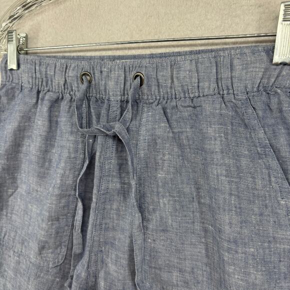 C&C CALIFORNIA Shorts S 100% Linen Chambray Elastic Waist Coastal Boho Blue NEW - Picture 6 of 16
